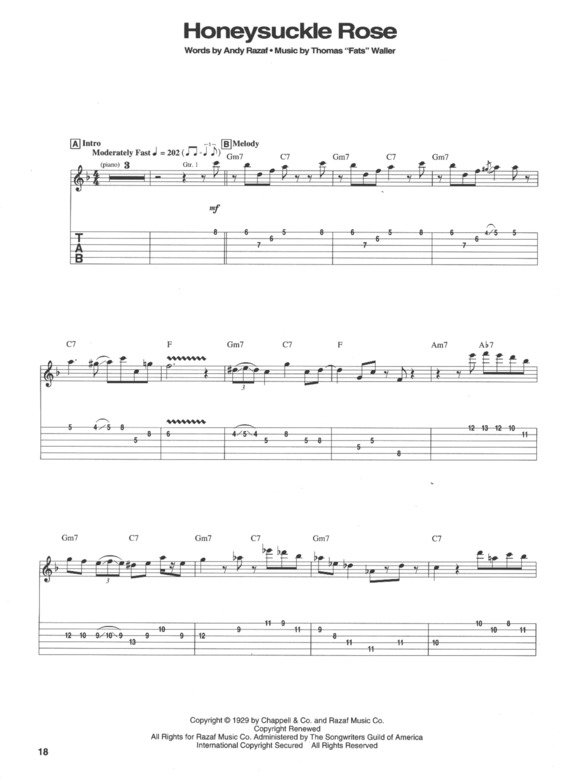 Partitura da música Honeysuckle Rose