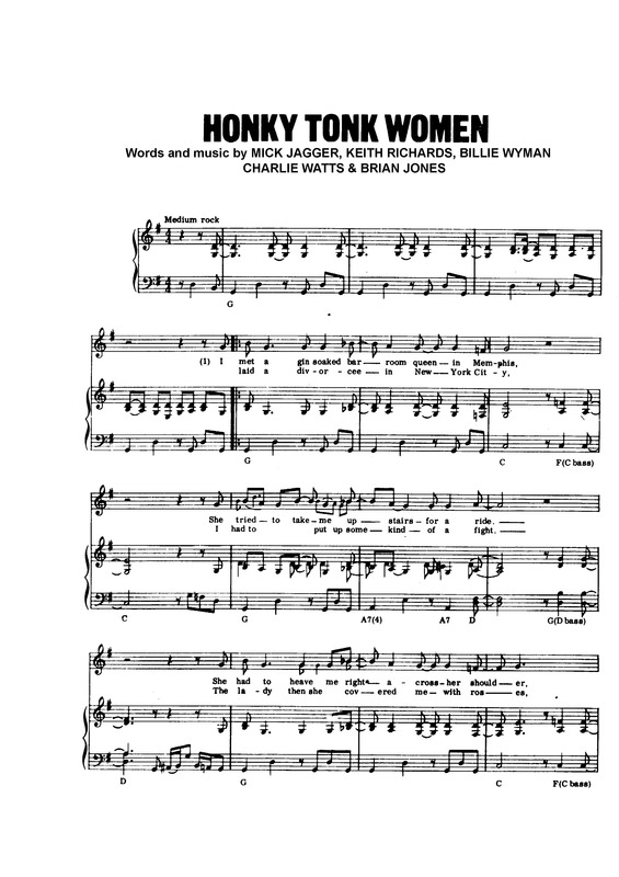 Partitura da música Honky Tonk Women v.2