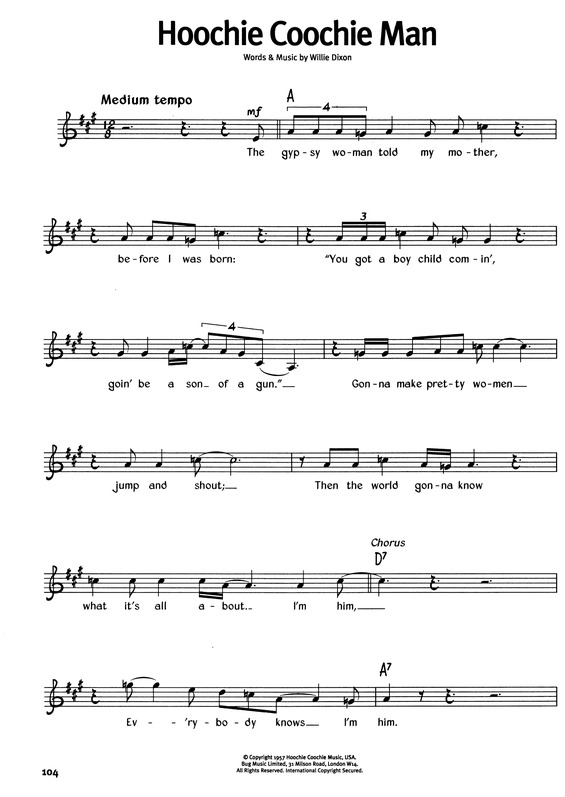 Partitura da música Hoochie Coochie Man v.2