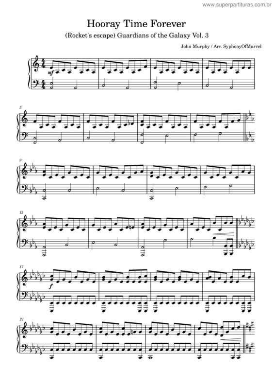 Partitura da música Hooray Time Forever – John Murphy –