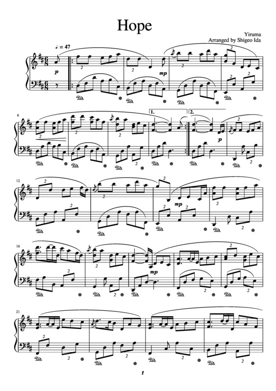 Partitura da música Hope v.4