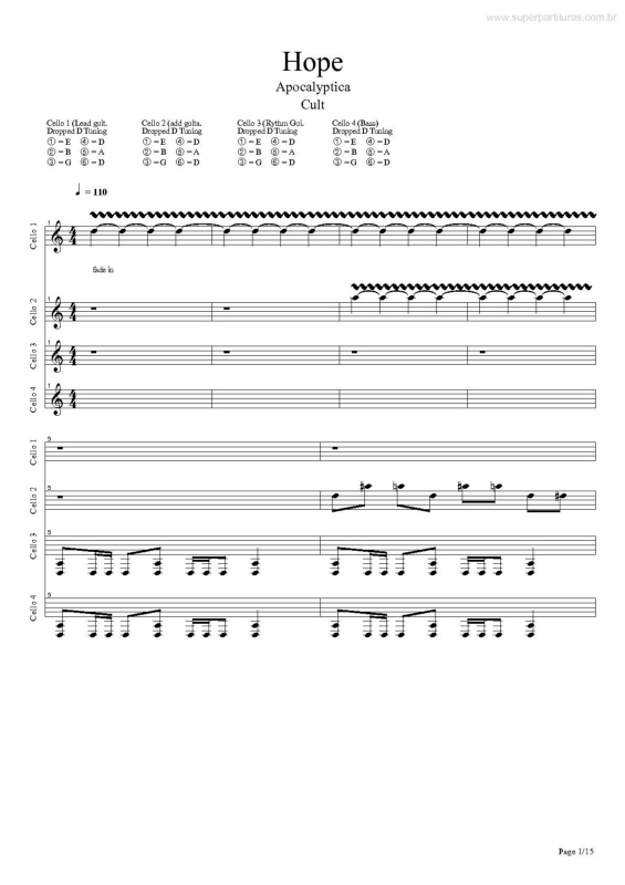 Partitura da música Hope