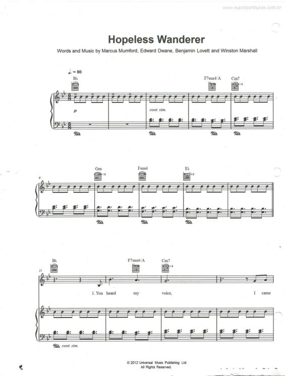 Partitura da música Hopeless Wanderer