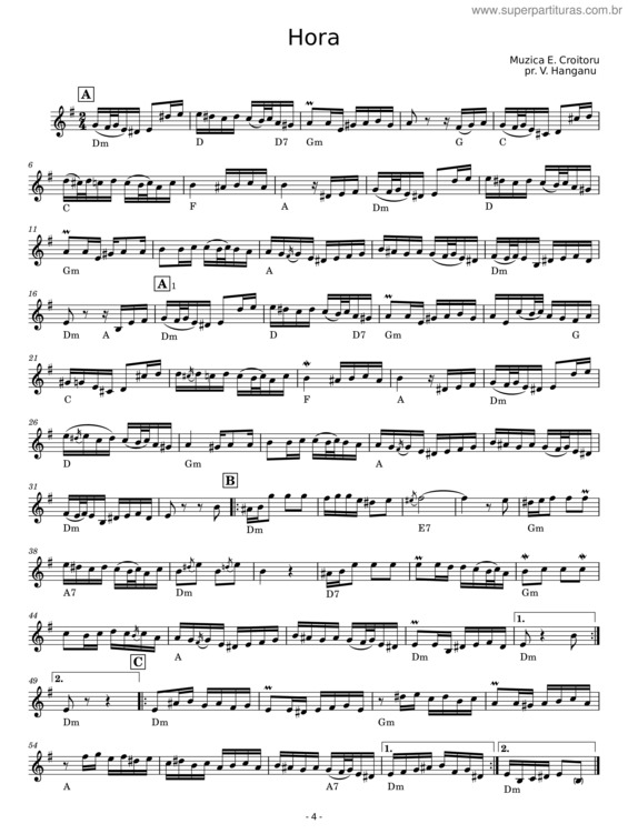 Partitura da música Hora – Emil Croitor