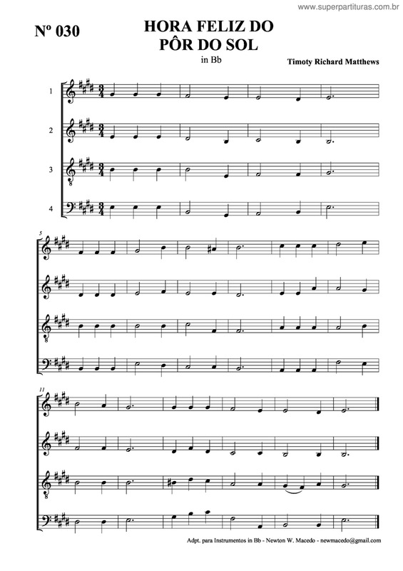 Partitura da música Hora Feliz Do Pôr Do Sol v.2