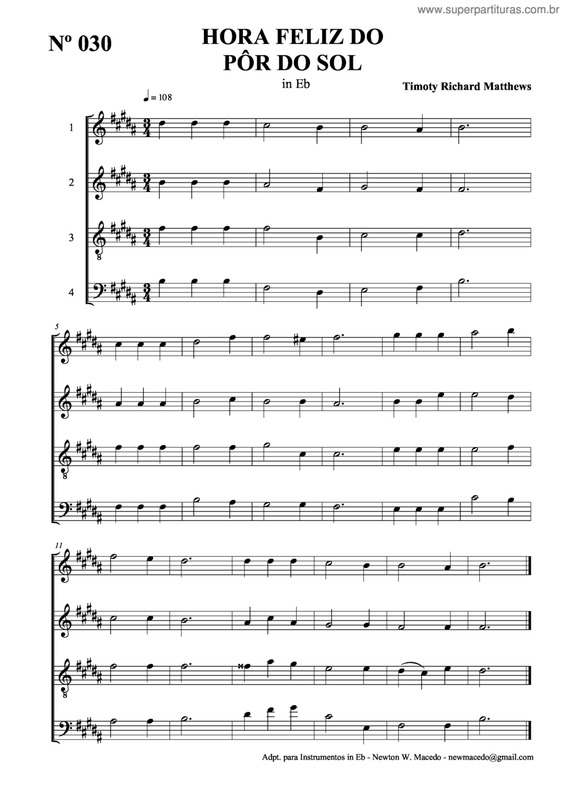 Partitura da música Hora Feliz Do Pôr Do Sol v.3