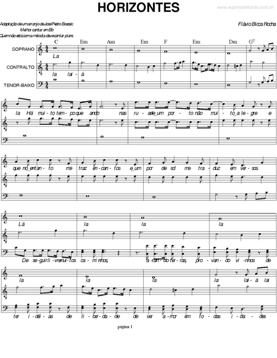 Partitura da música Horizontes