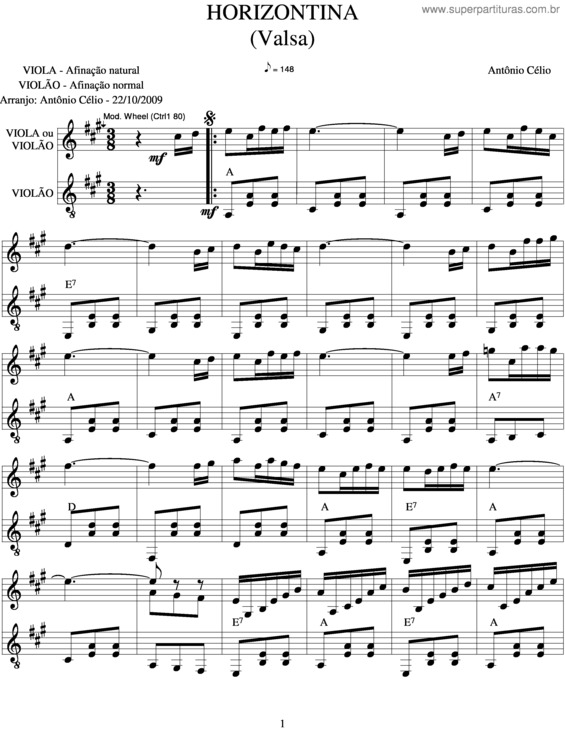 Partitura da música Horizontina v.3