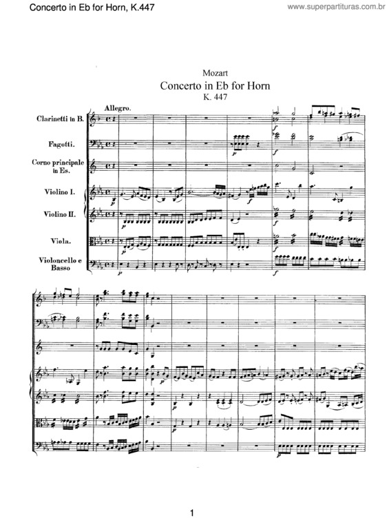 Partitura da música Horn Concerto No. 3