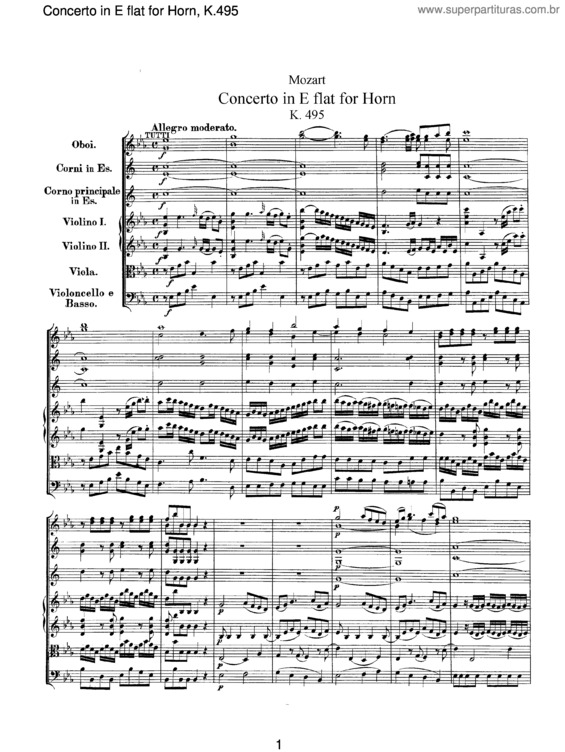 Partitura da música Horn Concerto No. 4