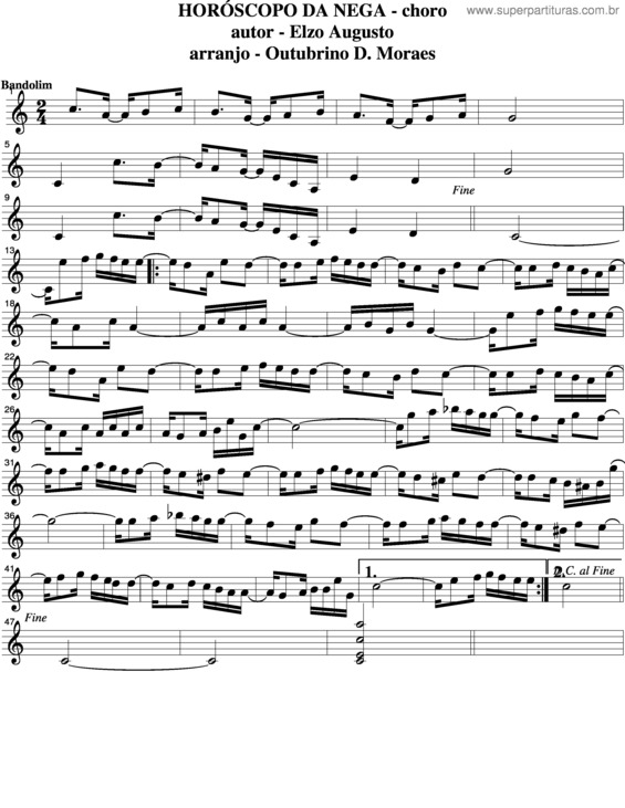 Partitura da música Horóscopo Da Nega