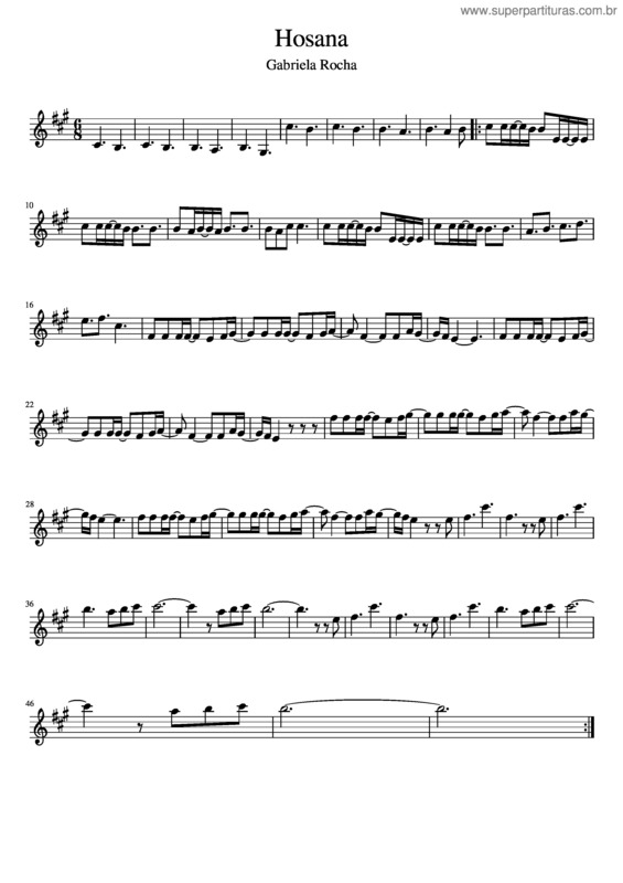 Partitura da música Hosana – Gabriela Rocha