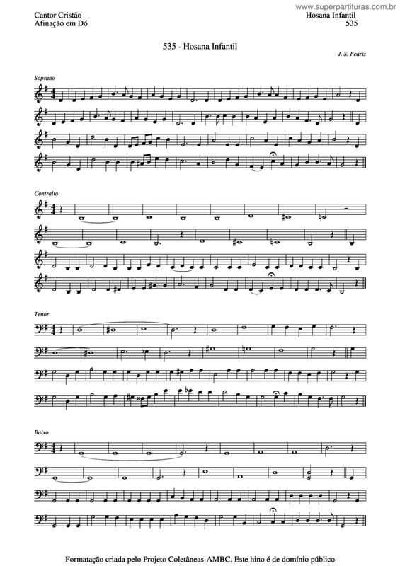 Partitura da música Hosana Infantil v.2