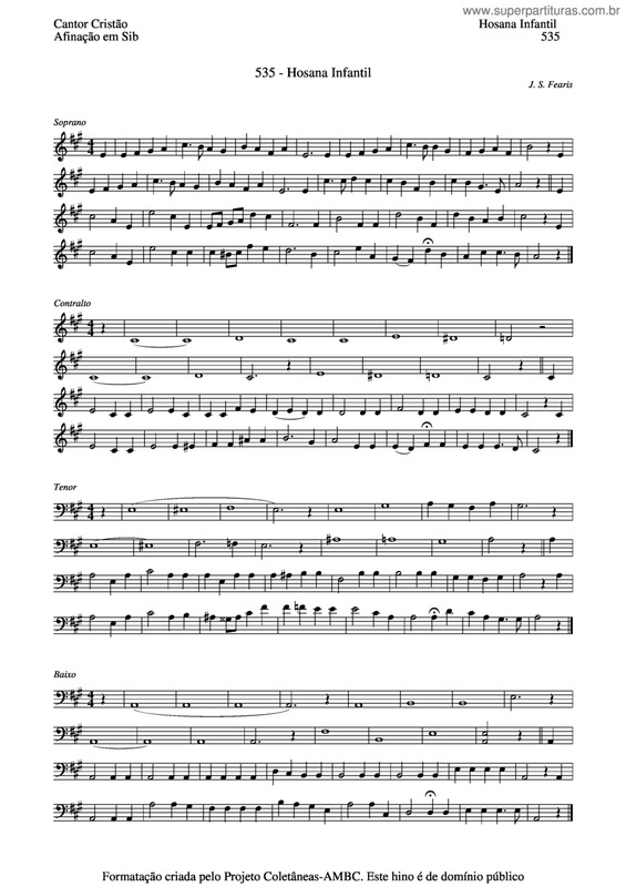 Partitura da música Hosana Infantil v.3