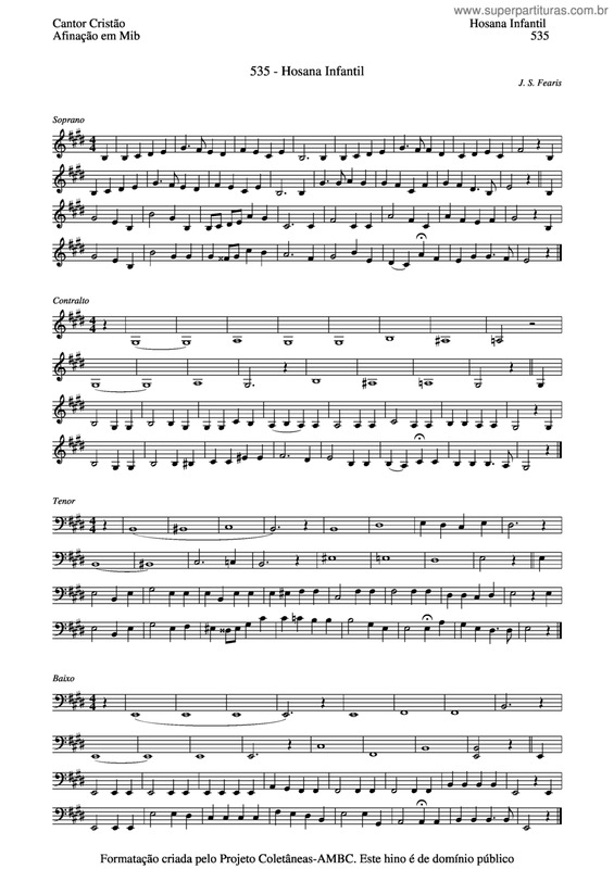 Partitura da música Hosana Infantil v.4