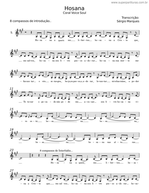 Partitura da música Hosana v.12
