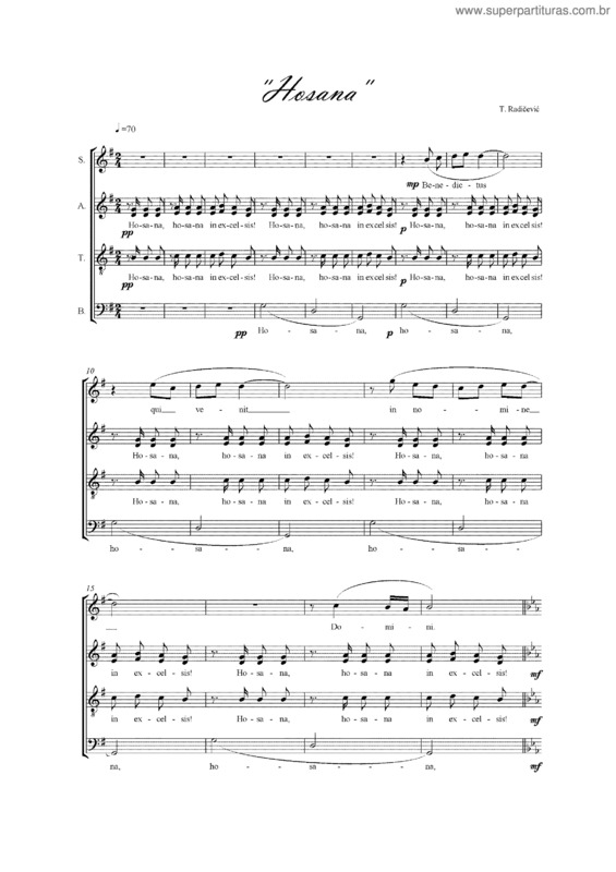 Partitura da música Hosana v.3