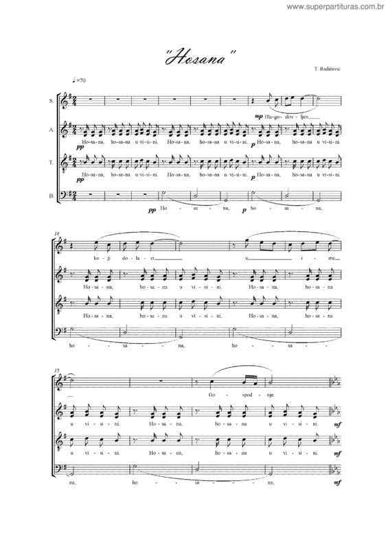 Partitura da música Hosana v.4