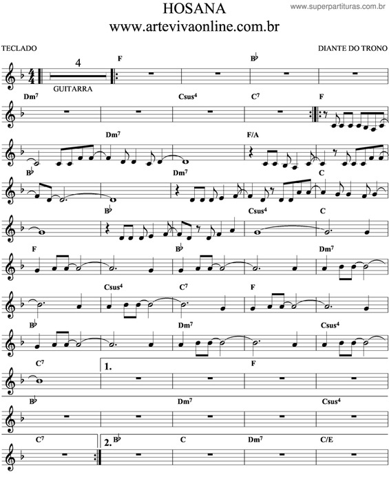 Partitura da música Hosana v.6