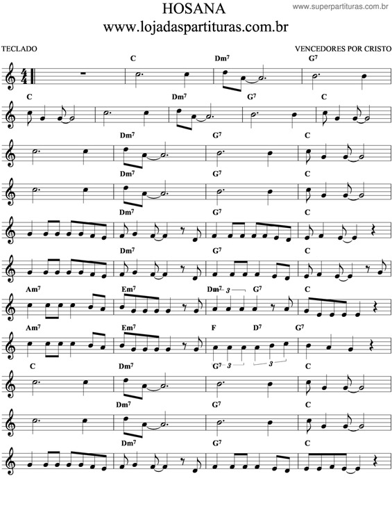 Partitura da música Hosana v.7