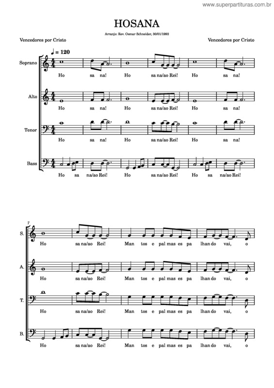 Partitura da música Hosana v.8