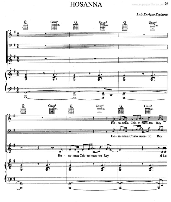 Partitura da música Hosana