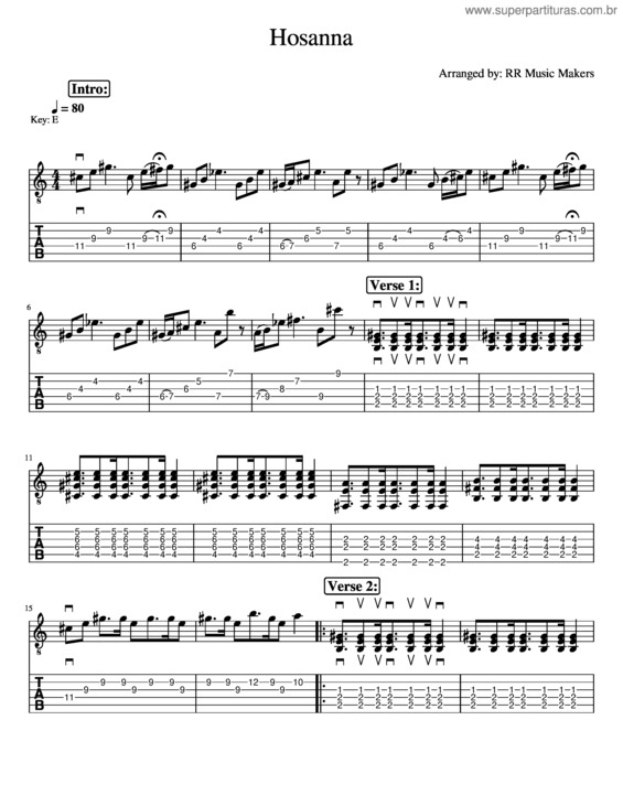 Partitura da música Hosanna – Brooke Fraser, Hillsong United Hosanna