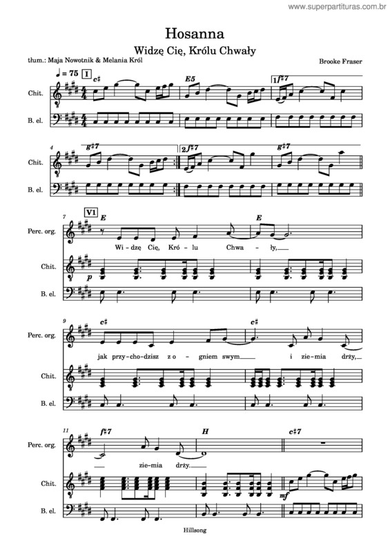 Partitura da música Hosanna – Brooke Fraser