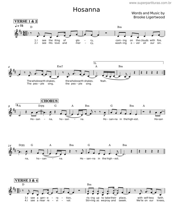 Partitura da música Hosanna – Brooke Ligertwood