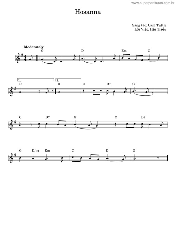 Partitura da música Hosanna – Carl Tuttle v.3