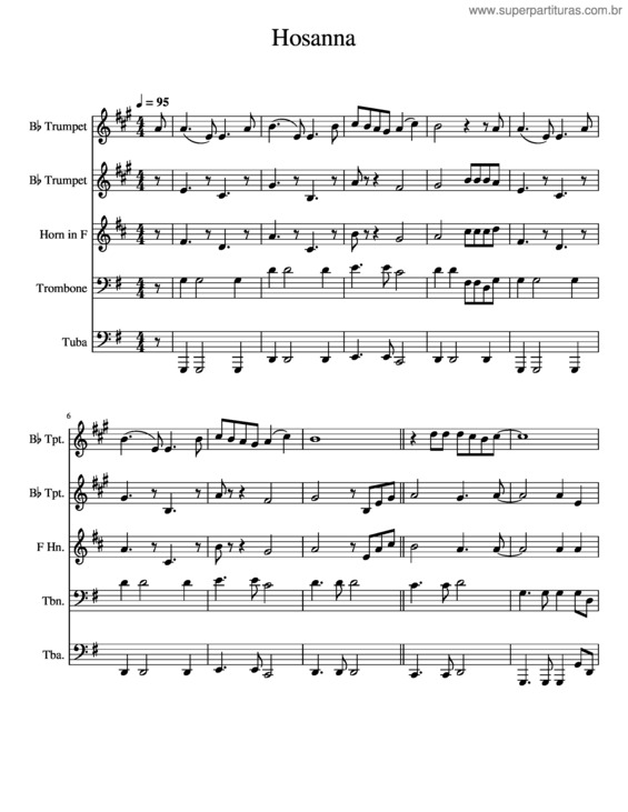 Partitura da música Hosanna – Carl Tuttle