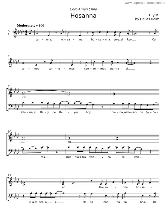 Partitura da música Hosanna – Dallas Holm