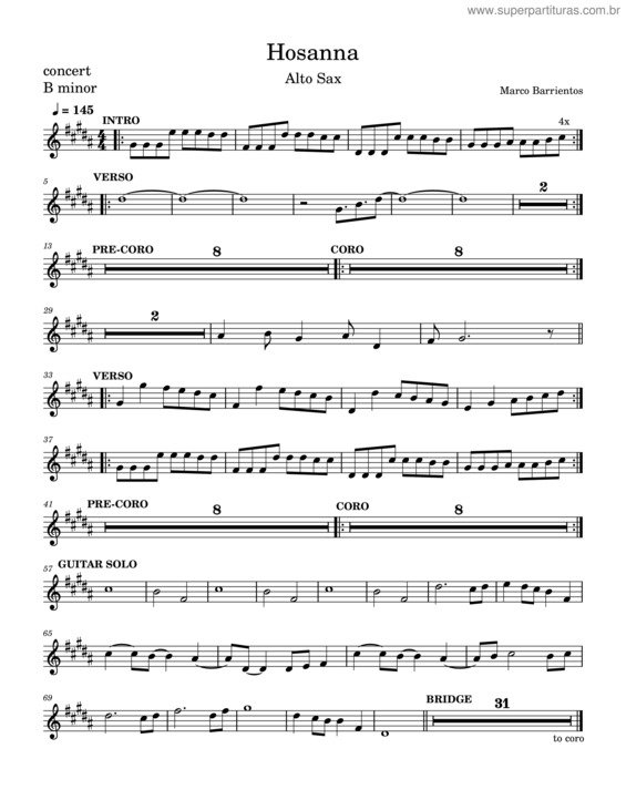 Partitura da música Hosanna – Marco Barrientos v.2