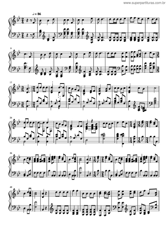 Partitura da música Hosanna, Hosanna, Hosanna, Hosanna