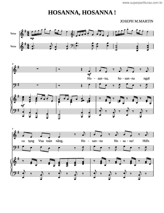 Partitura da música Hosanna, Hosanna– Joseph M.Martin