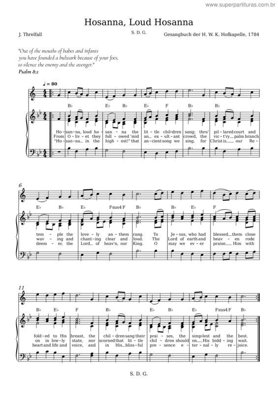 Partitura da música Hosanna, Loud Hosanna – Psalm Étude