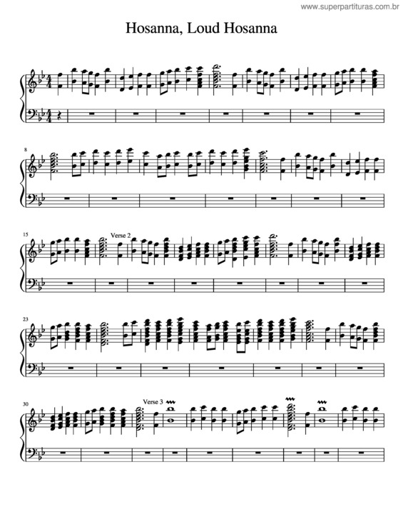 Partitura da música Hosanna, Loud Hosanna