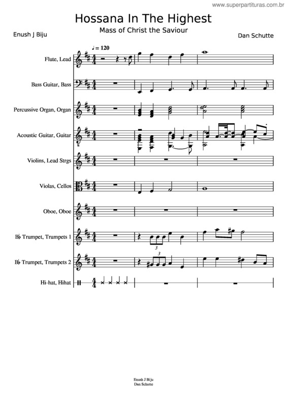 Partitura da música Hosanna– Mass Of Christ The Saviour