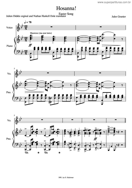Partitura da música Hosanna!