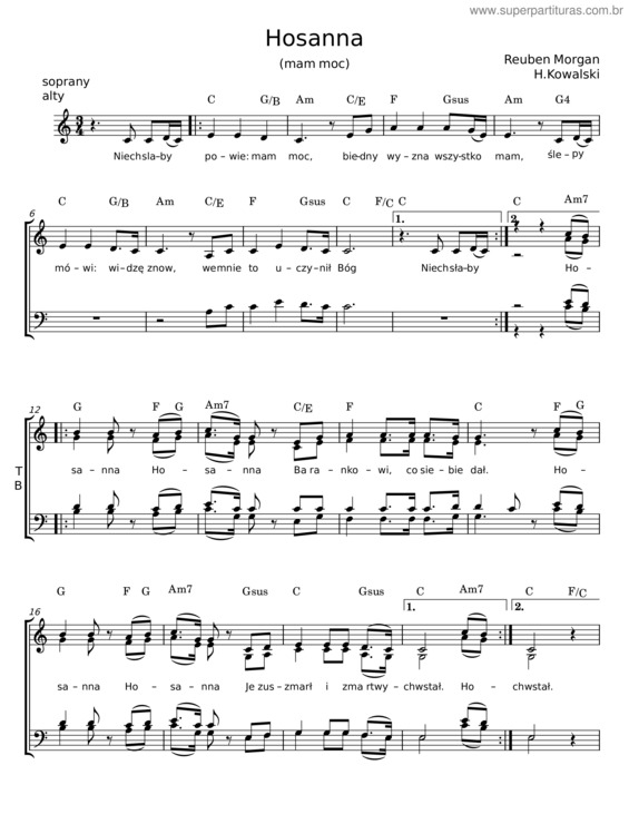Partitura da música Hosanna Barankowi v.5