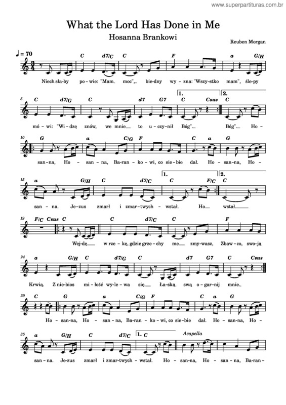 Partitura da música Hosanna Barankowi