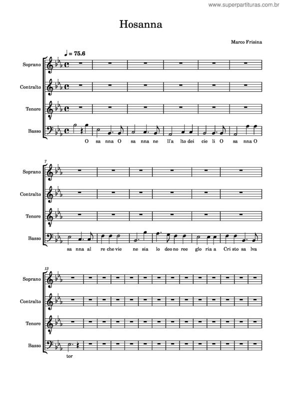 Partitura da música Hosanna Bassi