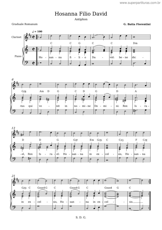Partitura da música Hosanna Filio David – Catholic Hymn