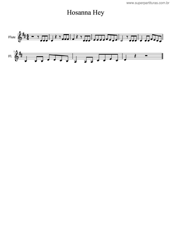 Partitura da música Hosanna Hey