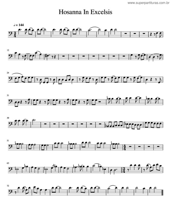 Partitura da música Hosanna In Excelsis