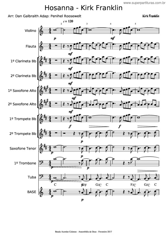 Partitura da música Hosanna Kirk Franklin