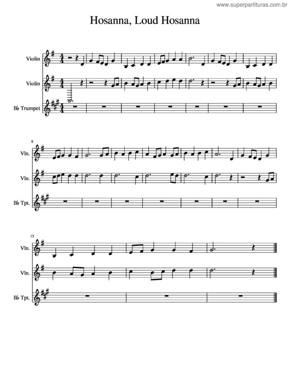 Partitura da música Hosanna Loud Hosanna