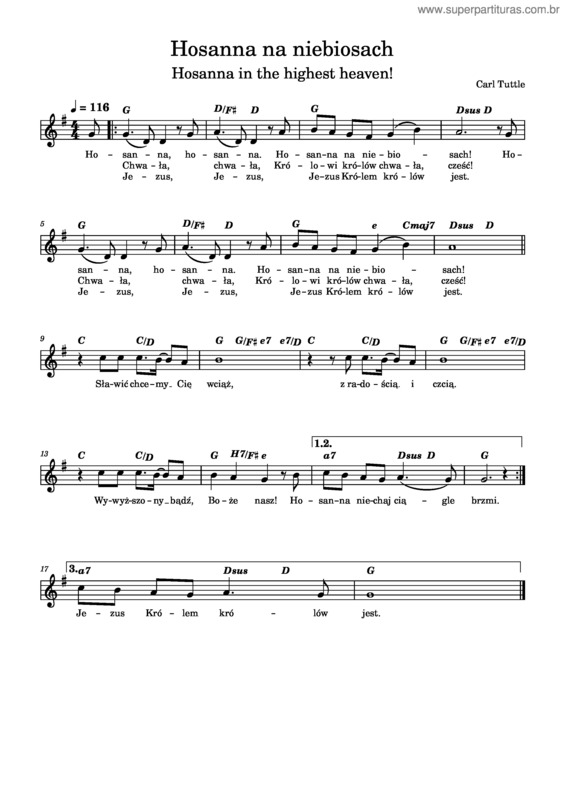 Partitura da música Hosanna Na Niebiosach