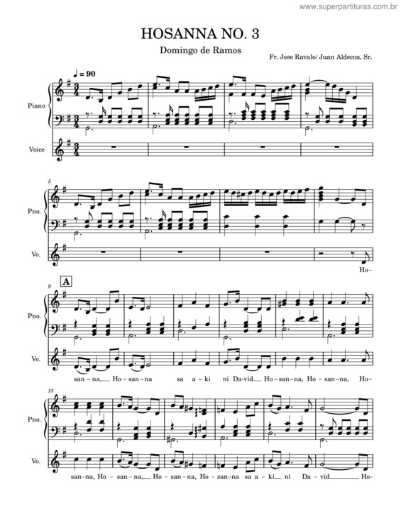 Partitura da música Hosanna No. 3