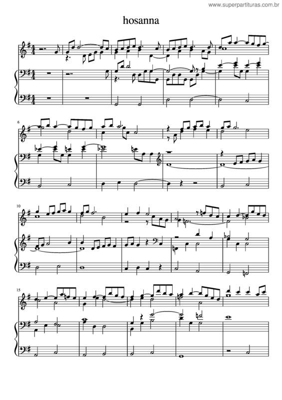 Partitura da música Hosanna Organ